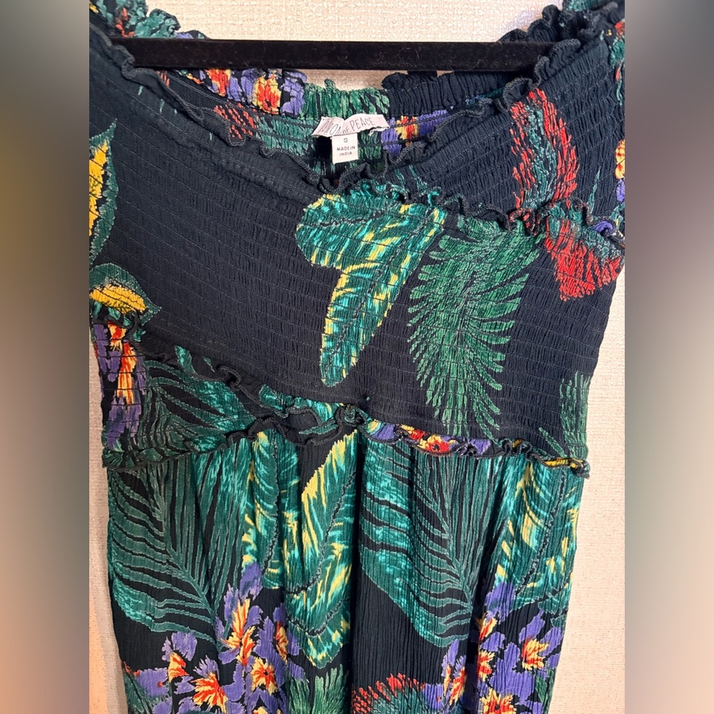 Patrons of Peace Off The Shoulder Jumpsuit Size Small Tropical Print Beach Boho - Picture 3 of 13